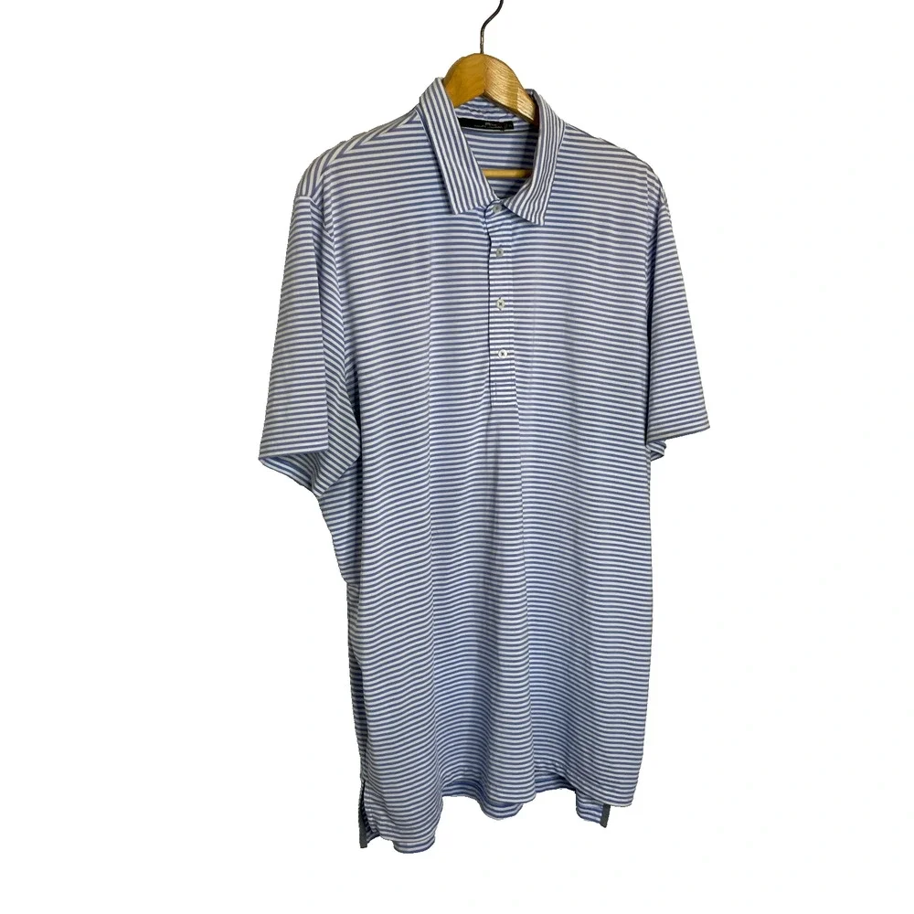 Men's XXL Ralph Lauren X Blue Stripe Active Polyester Polo Shirt